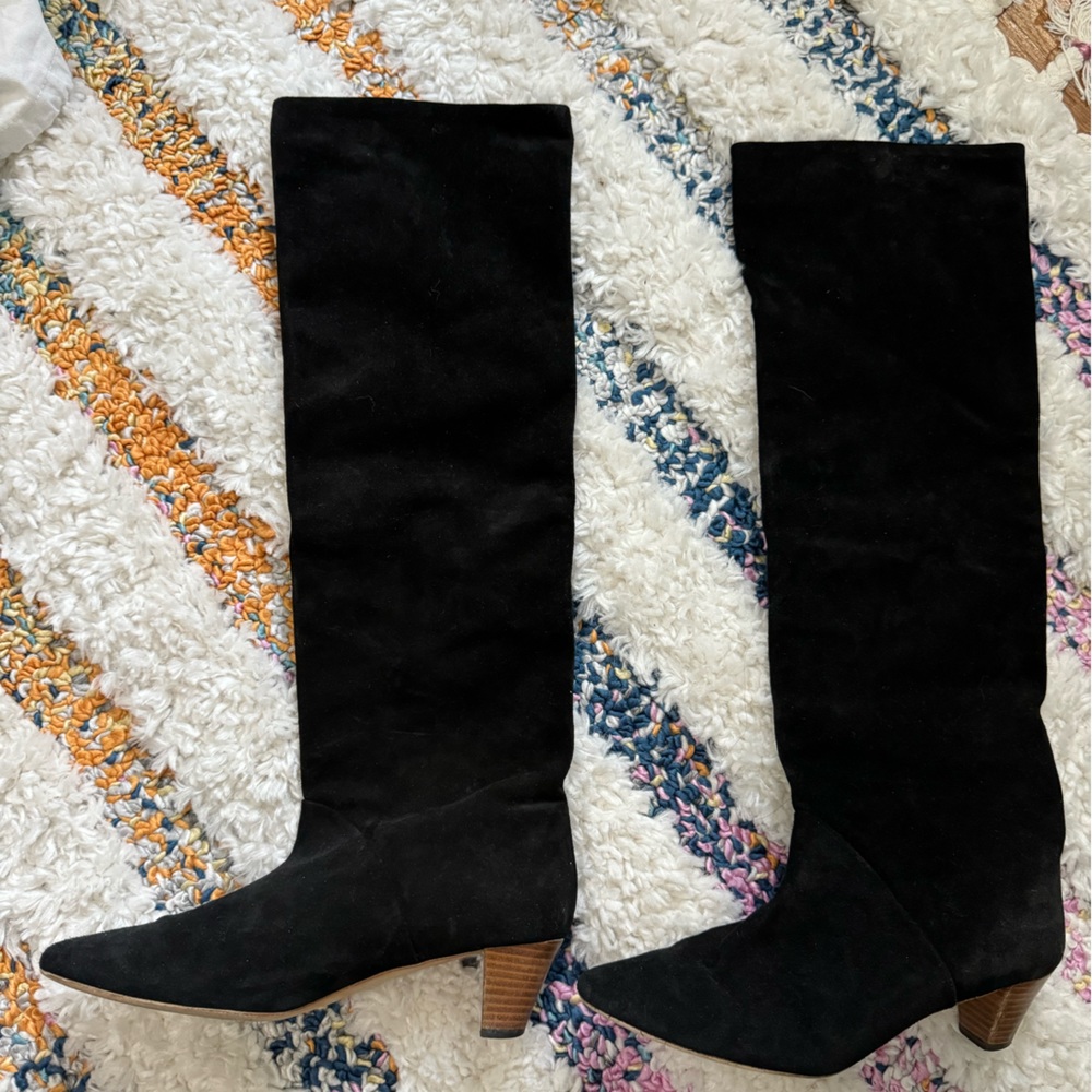 Iro Black Suede Drapy Slouchy Knee Boots